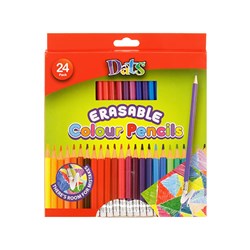 Colour Pencil Erasable With Eraser 24pk