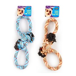 Dog Toy Rope Double Loop Knotted 33cm 2 Asst