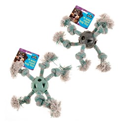 Dog Toy Tug Rope Knotted w TPR Ball 30cm 2 Asst