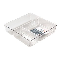 PET Organiser Tray Square w 3 Section 23x23x5cm