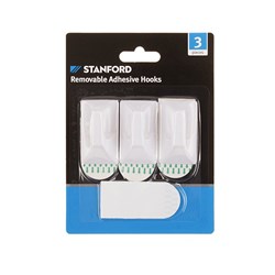 Hooks Removable Adhesive Plastic 3Pk 50x29.5mm