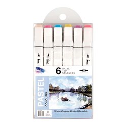 Markers Dual Tip Pastel Colours 6Pk