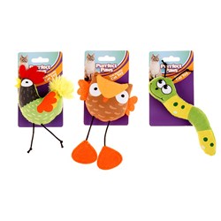 Cat Toy Soft Novelty Shape Owl Chicken Caterpillar 9cm 3 Asst