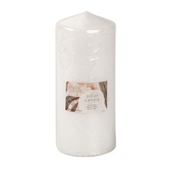 Candle Pillar Round Pressed White Dia8x18.5cm 90hrs