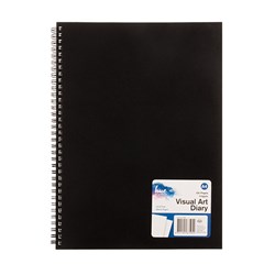 Diary Visual Art PP Black 110gsm A4 120pg Long Spiral