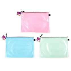 Pencil Case 1 Zip Mesh Asstd Cols 440x325mm