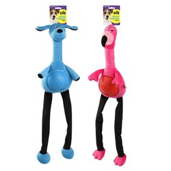 Dog Toy Animal Long Legs/Neck L64cm Squeaky Plush 3 Asstd