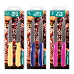 Knives Steak 2pk 21.5x1.6cm 3 Asst Cols