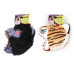 Dog Toy Animal Head 2 Asstd Ape/Tiger Squeaky 21cm
