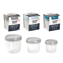 Food Storage Container Snack Pots 3pk 180mL, 320mL, 500mL