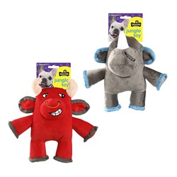 Dog Toy Plush Rhino / Bull 2 Asstd Squeaky 22cm