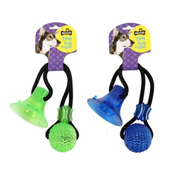 Dog Toy Tug Rope w TPR 38cm 2 Asstd Colours