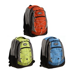 Backpack Padded w Bungee Cord 3 Asstd Cols 46x32cm