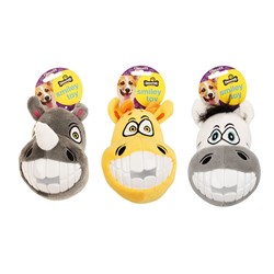 Dog Toy Smiley Animal 3 Asstd 10.6x10x16cm Squeaky