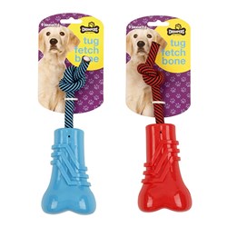 Dog Toy Squeaky Fetch Tug Bone 23x7.6x5.8cm Rope/TPR