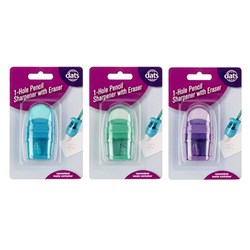 Sharpener Pencil 1 Hole w Eraser Asstd Cols