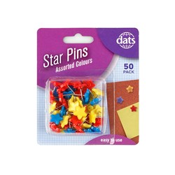 Pin Star Shape Asstd Cols 50pk