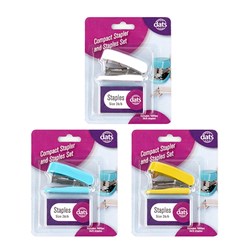 Stapler Mini 26/6 w 1000 Staples Set Asstd Cols