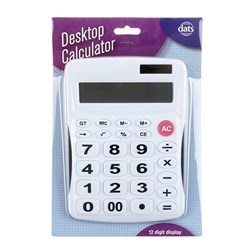 Calculator Desktop Large Keys 12 Digit White