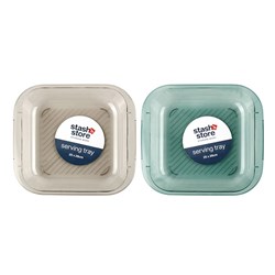 PET Serving Tray Square L 25x28cm 2 Asst Cols