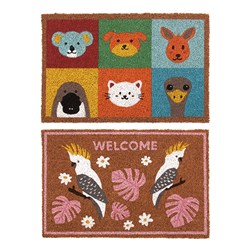 Mat Coir 2 Design Multi Col Rubber Backed 40x60cm