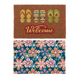 Mat Coir 2 Design Multi Col Rubber Backed 40x60cm