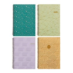 Notebook Card Cover Printed Spiral Geometric 4Ast A5 120pg