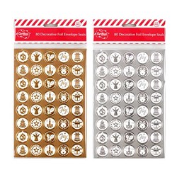 Envelope Seals Xmas w Emboss Foil 80pk 2 Asstd Gold Silver