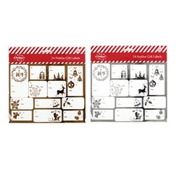 Gift Labels Xmas Self Ad w Emboss Foil 24pk 2 Asstd