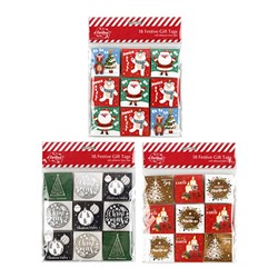 Gift Tags Xmas Self Ad w Tip On Foil Glitter 18pk 3 Asstd