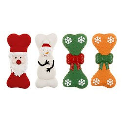 Dog Toy Xmas Bone 14cm Latex 4 Asstd