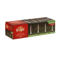 Stake Lights Solar Fibre Optic Tree H13cm 8F 36L White Pk8