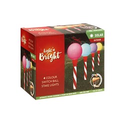 Stake Lights Solar Ball RGB / W.White Col Switch H23cm Pk4