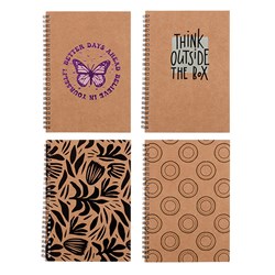 Notebook Kraft Cover Spiral 4 Asstd A5 120pg