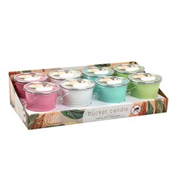 Candle Citronella in Tin Bucket 4 Asst 20hr