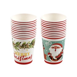 Paper Cups 250ml Xmas Printed 10pk 2Astd P6.7 FSC Mix Credit