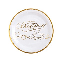 Paper Plate 225mm Xmas Gold Foil 10pk P6.7 FSC Mix Credit