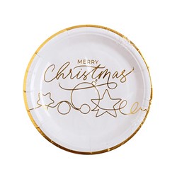 Paper Plate 178mm Xmas Gold Foil 10pk P6.7 FSC Mix Credit
