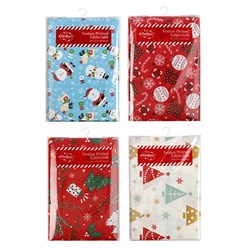 Tablecloth Xmas 150x270cm PEVA w Flannel Backing 4 Asstd