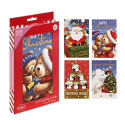 Cards Xmas Box 10 115x177mm Textured Foil Cute