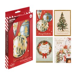 Cards Xmas Box 10 115x177mm Textured Foil Traditional