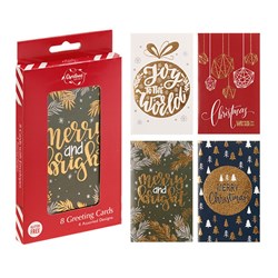Cards Xmas Box 8 80x130mm Foil
