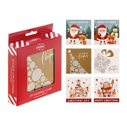 Cards Xmas Box 20 102x102mm Glitter