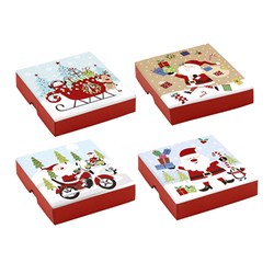 Gift Box Xmas Set 1 Square Printed w Foil Asstd SRT