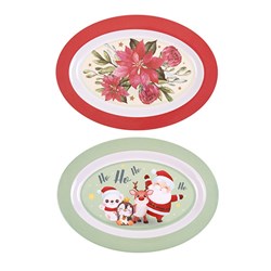 Melamine Plate Oval Large Xmas 2 Asstd