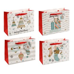Gift Bag Xmas 210gsm Medium Horizontal 4 Astd