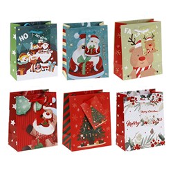 Gift Bag Xmas Basic 157gsm Small w Jhook 6 Assorted