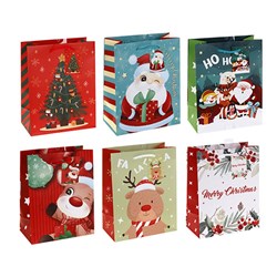 Gift Bag Xmas Basic 157gsm Medium w Jhook 6 Asstd