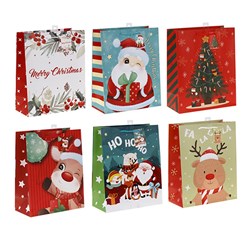 Gift Bag Xmas Basic 157gsm Large w Jhook 6 Asstd