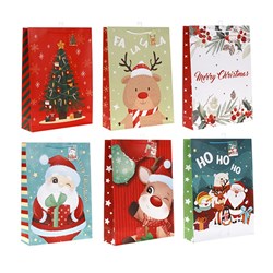 Gift Bag Xmas Basic 157gsm XLarge w Jhook 6 Asstd